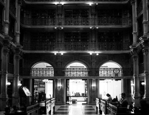 Peabody Library bw